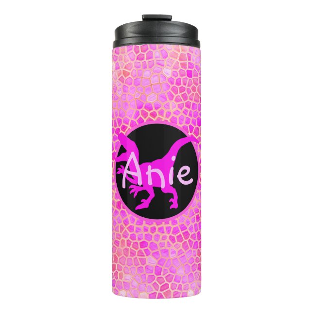 Personalised Pink Dinosaur Hide Thermal Tumbler (Front)