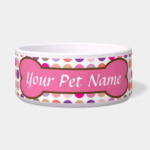 Personalised Pink Dog Bone Pet Dish