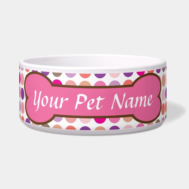 Personalised Pink Dog Bone Pet Dish (Front)