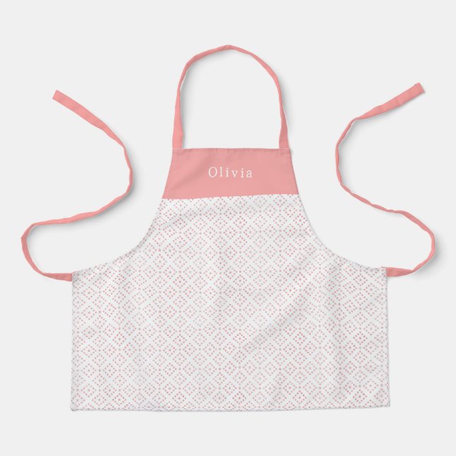 Personalised Pink Dot Shapes Apron. Apron (Front)