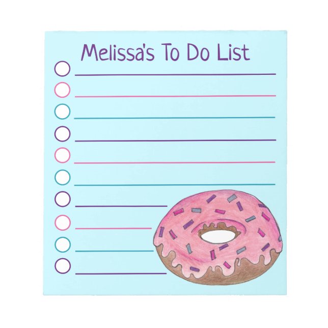 Personalised Pink Doughnut Doughnut Sprinkles Notepad (Front)