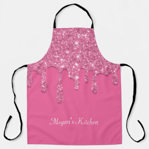Personalised Pink Dripping Glitter Apron