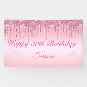 Personalised Pink Dripping Glitter Banner
