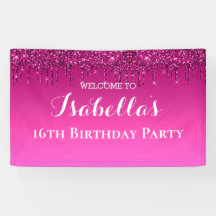 Personalised Pink Dripping Glitter Banner