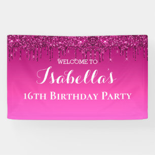 Personalised Pink Dripping Glitter Banner