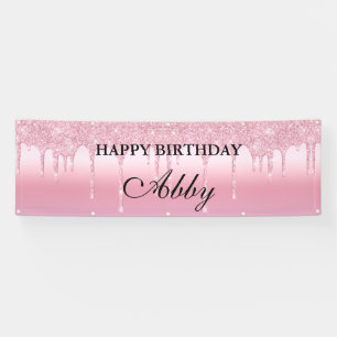 Personalised Pink Dripping Glitter Birthday Banner