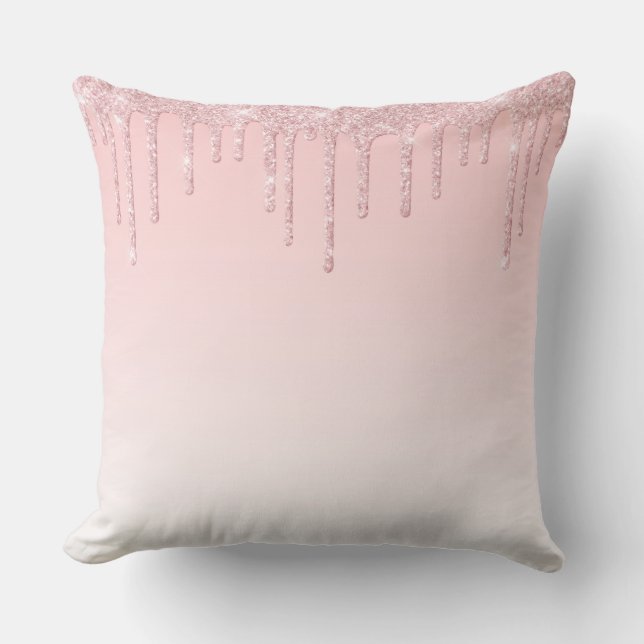 Personalised Pink Dripping Glitter Cushion (Front)