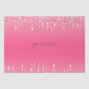 Personalised Pink Dripping Glitter Girly Trendy Tissue Paper