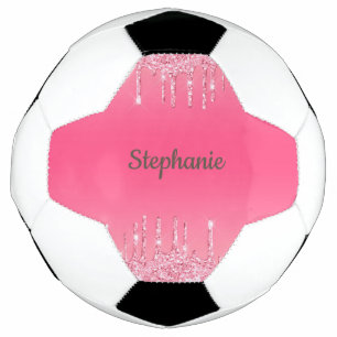 Personalised Pink Dripping Glitter Trendy Glam  Football
