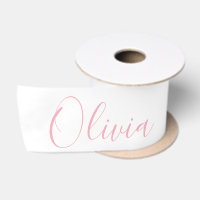Personalised Pink Elegant Name Modern Satin Ribbon