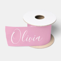 Personalised Pink Elegant Name Satin Ribbon
