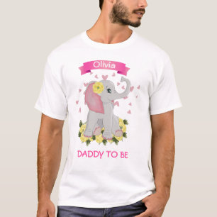 Personalised pink elephant Daddy to Be baby shower T-Shirt