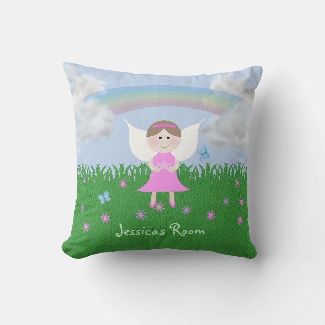 Personalised Pink Fairy Kids Pillow (Front)