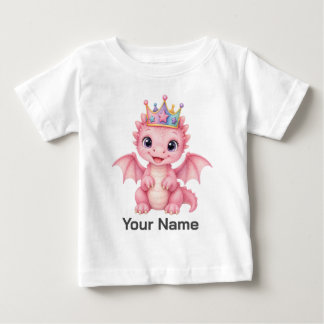 Personalised Pink Fantasy Dragon Crown Toddler Baby T-Shirt