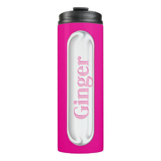 Personalised Pink Faux Glass Name Plate Thermal Tumbler