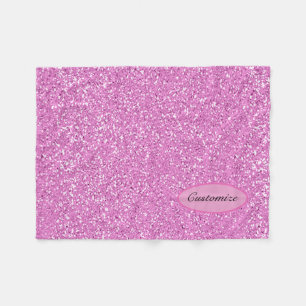 Personalised Pink Faux Glitter Fleece Blanket