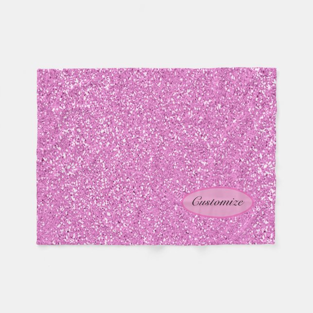 Personalised Pink Faux Glitter Fleece Blanket (Front (Horizontal))