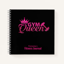 Personalised Pink Faux Glitter Gym Queen Journal