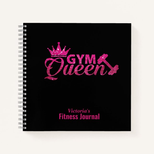 Personalised Pink Faux Glitter Gym Queen Journal (Front)