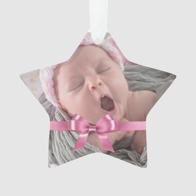 Personalised Pink First Christmas Ornament (Front)