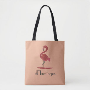 Personalised Pink Flamingo Art Tote Bag