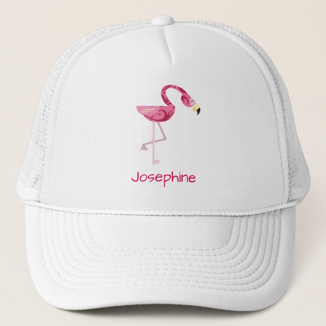 Personalised Pink Flamingo Bird Trucker Hat (Front)