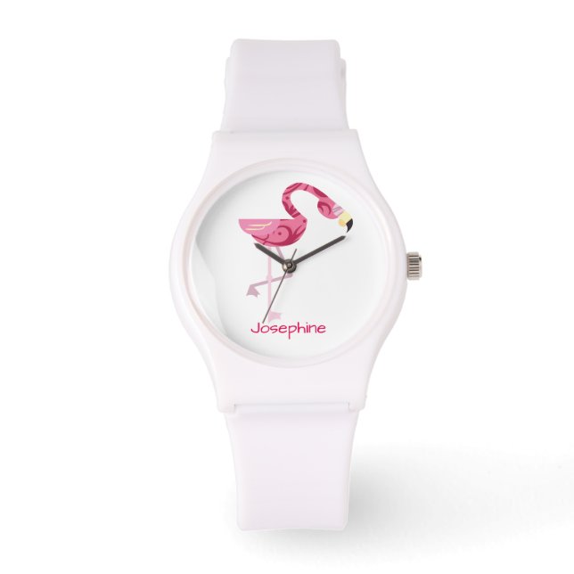 Personalised Pink Flamingo Bird Watch (Front)