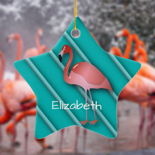 Personalised Pink Flamingo Ceramic Tree Decoration