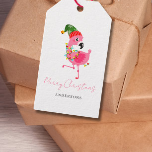 Personalised Pink Flamingo Christmas Gift Tags