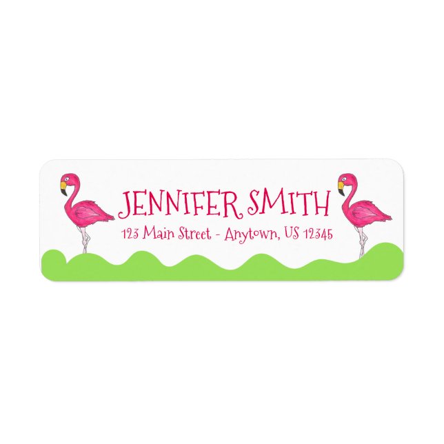 Personalised Pink Flamingo Flamingos Address Label (Front)