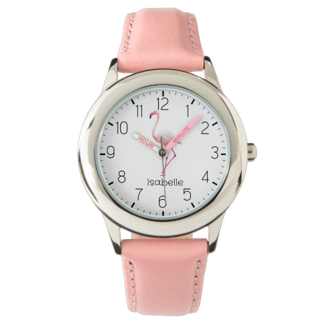  Personalised Pink Flamingo Girl's Watch (Front)