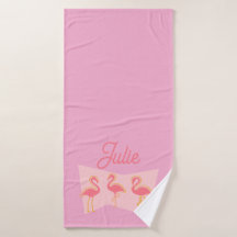 Personalised Pink Flamingo Mid-Century Modern Towe