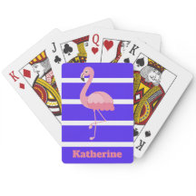 Personalised Pink Flamingo On Blue Stripes