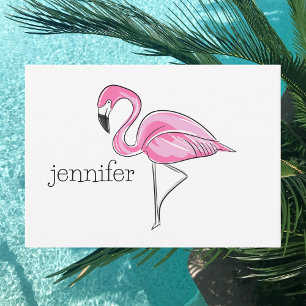 Personalised Pink Flamingo / Preppy Tropical  Card