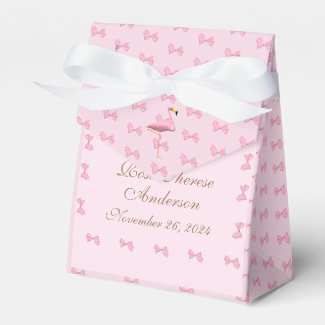 Personalised Pink Flamingo Themed Favour Box (Front Side)