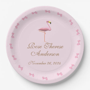 Personalised Pink Flamingo Themed Paper Plate