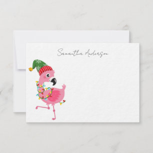 Personalised Pink Flamingo Tropical Christmas Card