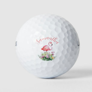 Personalised Pink Flamingo Tropical Golf Balls