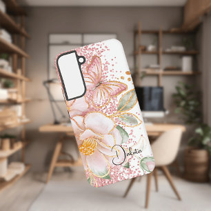 Personalised Pink Floral and Butterfly Phone Case