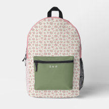 Personalised Pink Floral and Gingham Backpack