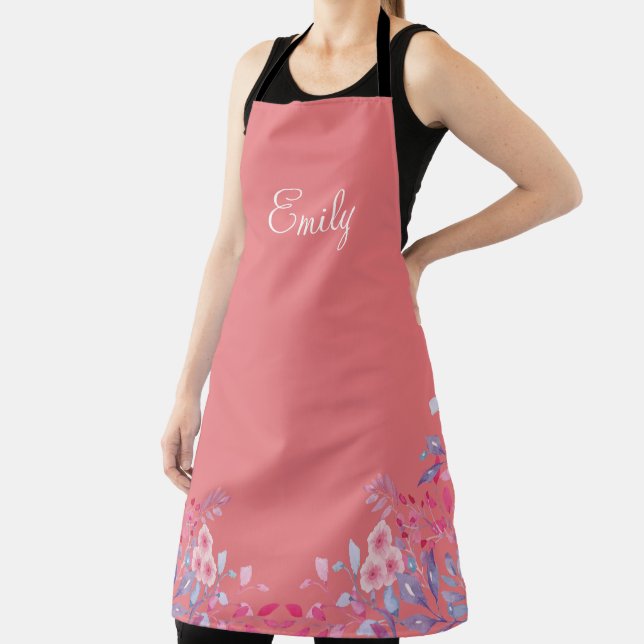 Personalised Pink Floral Apron (Insitu)
