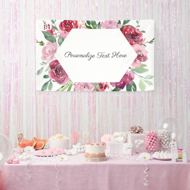 Personalised Pink Floral Banner  (Party)