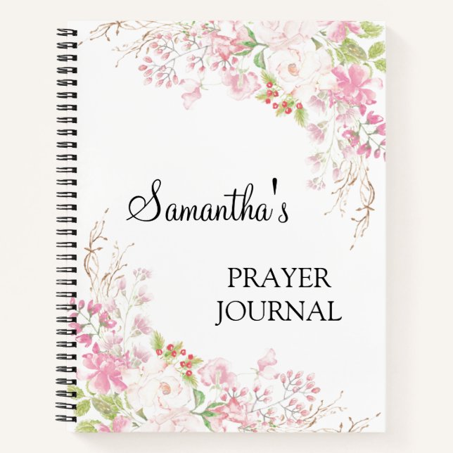 Personalised  Pink floral  Bible Verse  Notebook (Front)