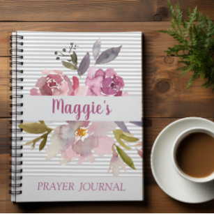 Personalised  Pink floral Bible Verse Spiral  Notebook