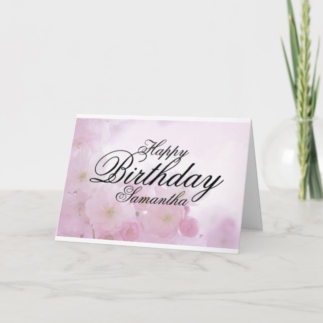 Personalised Pink Floral Birthday Card (Front)