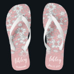 Personalised Pink Floral Bridesmaid Flip Flops<br><div class="desc">Gift your bridal party with this pair of trendy flip flops that will be in use long after you say "I do"! They are an update of the classic pair, and totally appropriate for hitting the streets in. These stylish flip flops can be personalised to your liking. Add complementary text...</div>