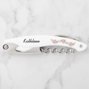 Personalised Pink Floral Bridesmaid Gift Corkscrew