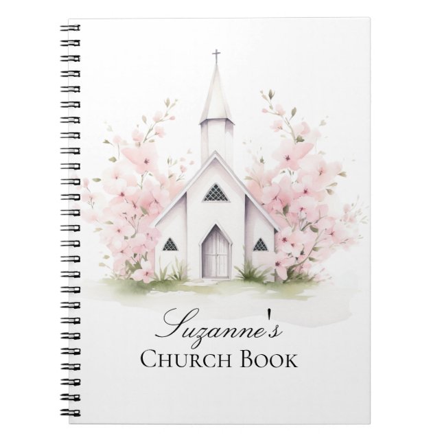 Personalised Pink Floral Church Book (Front)