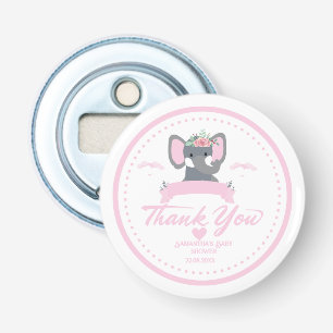 Personalised Pink floral cute Elephant Baby Shower Bottle Opener