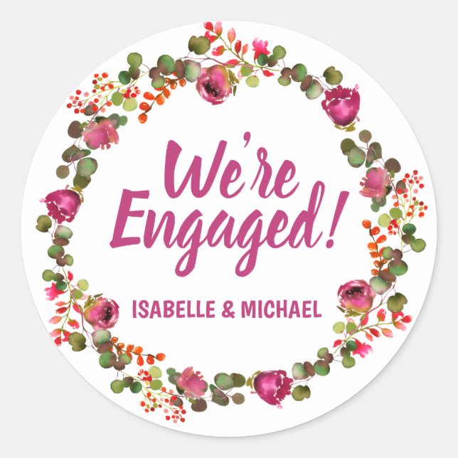 Personalised Pink Floral Engagement Envelope Seals (Front)